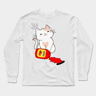 Persian cat Spilled a bottle of ketchup Long Sleeve T-Shirt